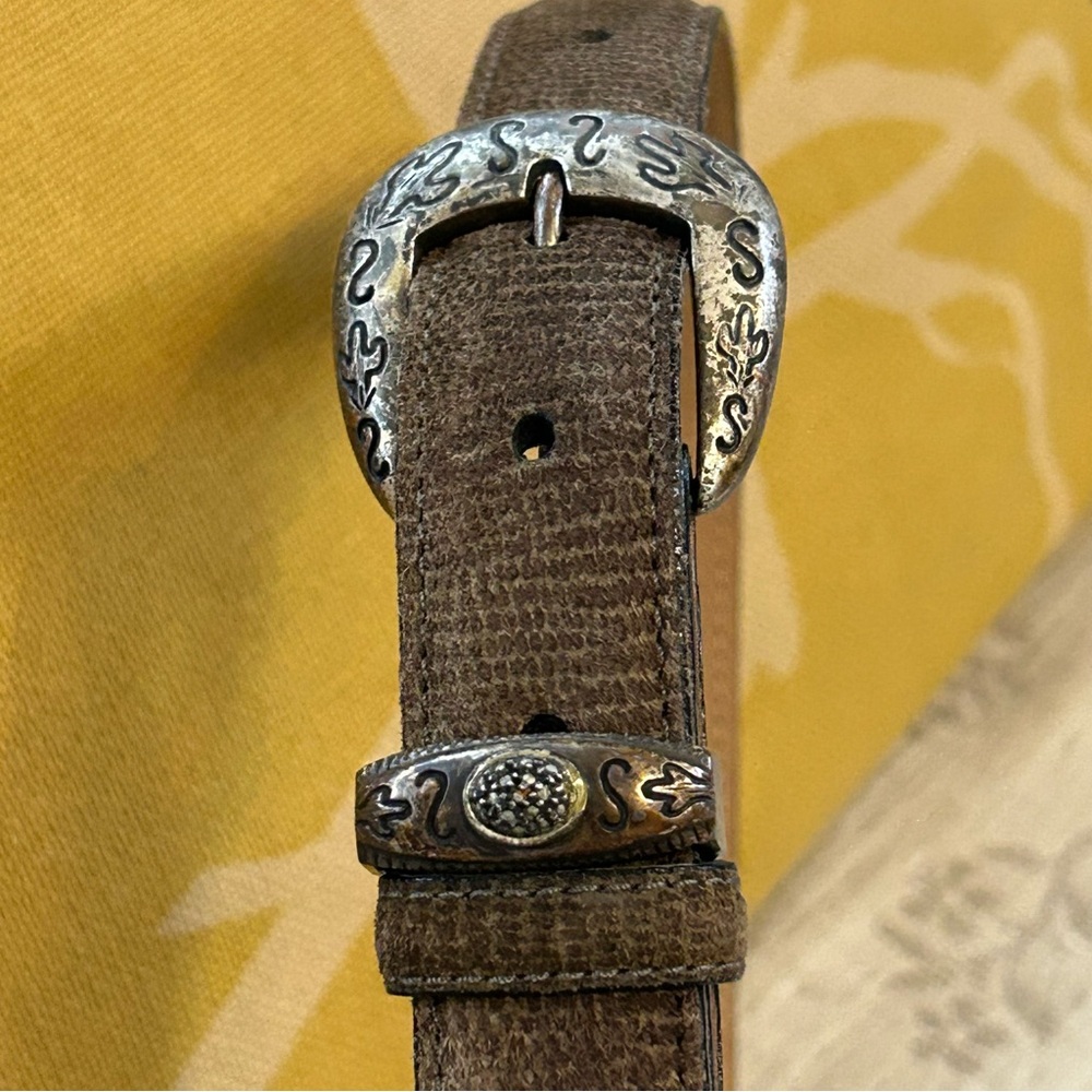 Judith Jack Brown Leather Belt with Silver-Tone Buckle EUC